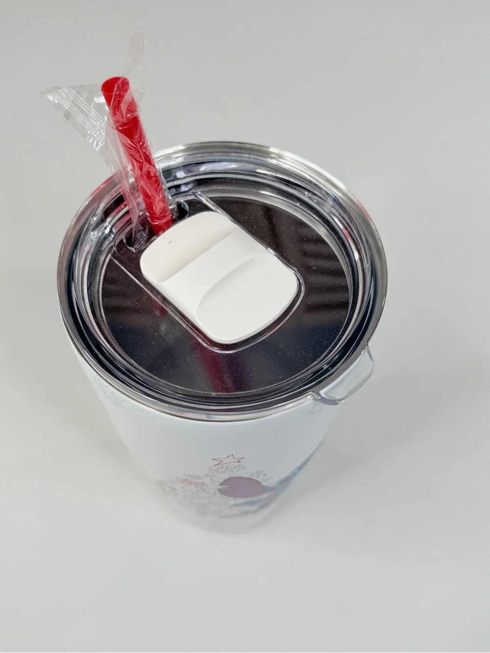 DISNEY Stitch Holiday/Christmas Stainless Steel Travel Tumbler w Red Straw